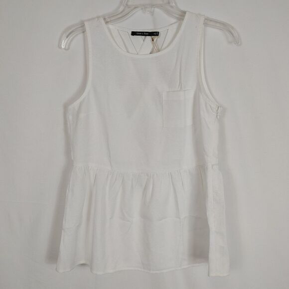 Doe & Rae Lattice Back Tank Top Women's Size Small NWT White.Armpit to armpit 1 - Picture 1 of 9